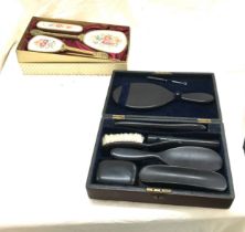 Vintage Ebony and Bakelite grooming set and ornate dressing table set