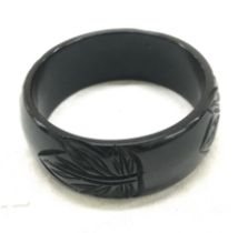 Tested black carved Bakelite bracelet