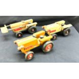 Three child vintage wooden tractors largest measures 11 inches long