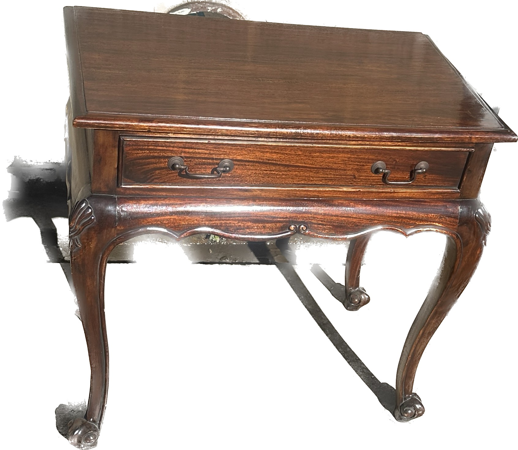 Mahogany one drawer hall table on Queen Anne legs measures approx 29 inches tall by 29 wide and 17.5 - Image 3 of 3