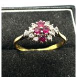 Antique 18ct gold diamond & ruby ring weight 2.6g