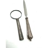 2 x .925 sterling handled letter opener & magnifying glass