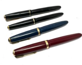 4 vintage 14ct gold nib parker fountain pens