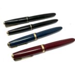 4 vintage 14ct gold nib parker fountain pens