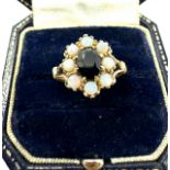 9ct gold opal & sapphire ring weight 3g