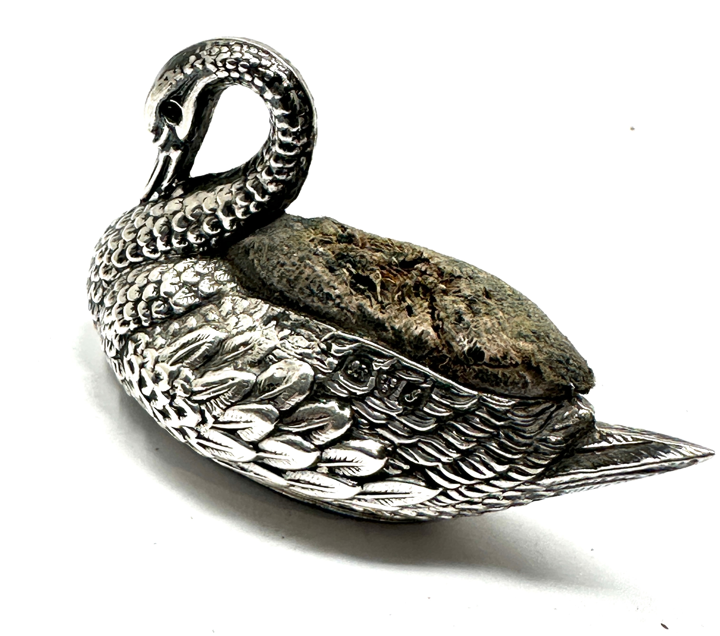 Antique swan pin cushion chester silver hallmarks - Image 2 of 4