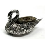 Antique swan pin cushion chester silver hallmarks