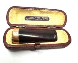 Antique 9ct gold & amber cheroot holder original box