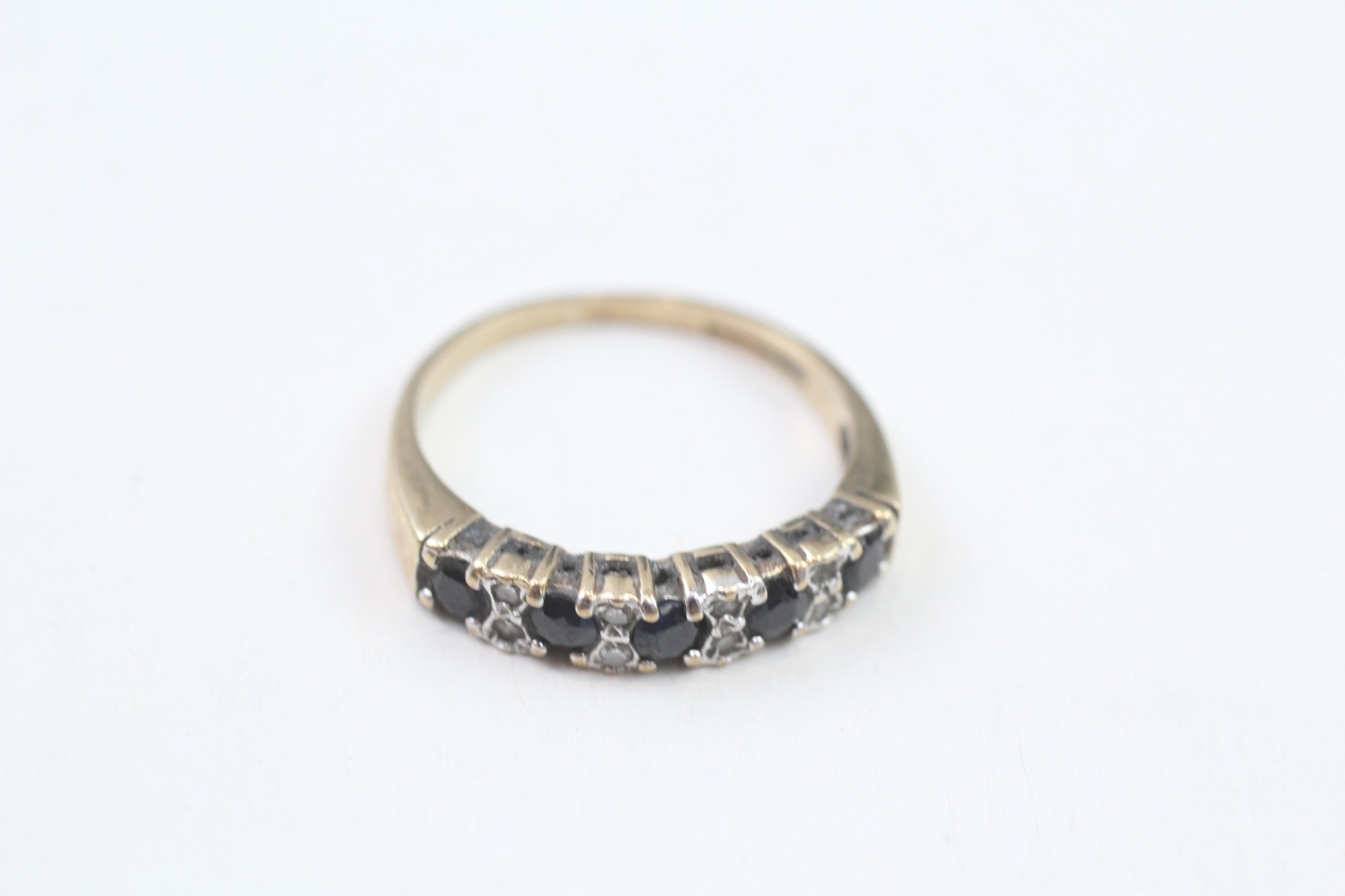 9ct gold sapphire & diamond half eternity ring (1.9g)