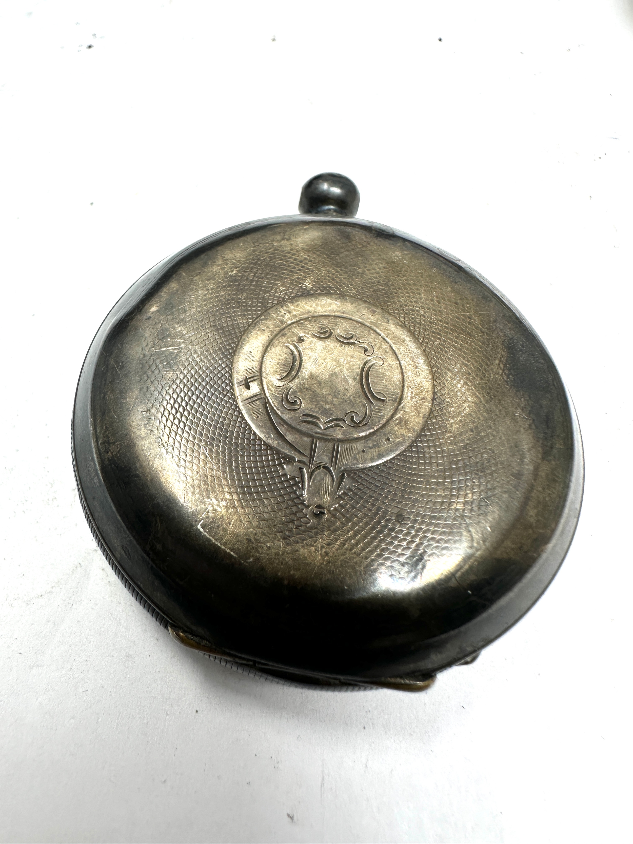 Antique silver open face pocket watch the watch is ticking missing loop and second hand - Image 2 of 3