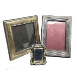 3 vintage silver picture frames largest measures approx 19cm by 14cm