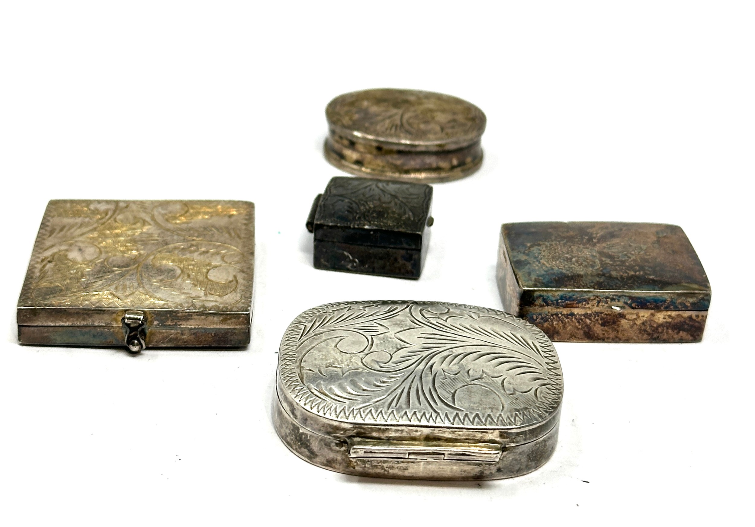 5 x .925 sterling pill / trinket boxes - Image 2 of 2