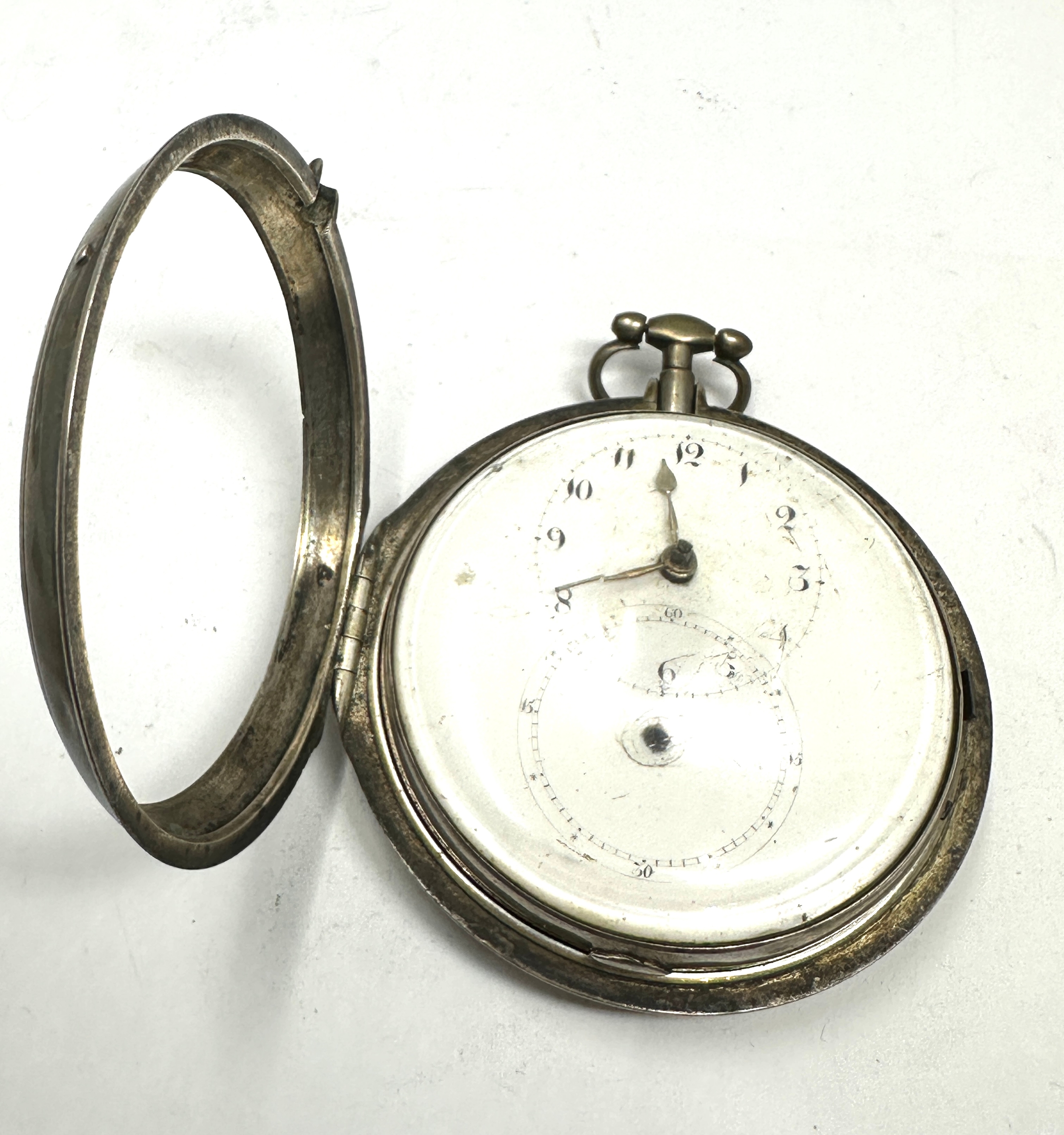 Antique georgian silver verge fusee pair case pocket watch chas golding dublin movement the watch is