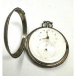 Antique georgian silver verge fusee pair case pocket watch chas golding dublin movement the watch is