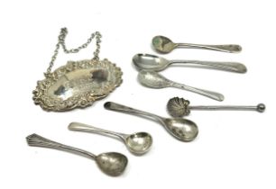 8 x .925 sterling decanter label & condiment spoons