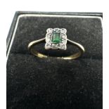 antique 18ct gold diamond & sapphire emerald ring weight 1.9g