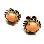 9ct gold coral earrings weight 2.1g