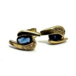 9ct gold diamond & sapphire earrings