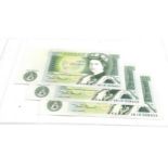 3 consecutive AR14 One Pound £1 bank notes - D H F Somerset - UNC