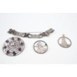 A collection of silver Scottish/Celtic jewellery including Shetland Silver (52g)