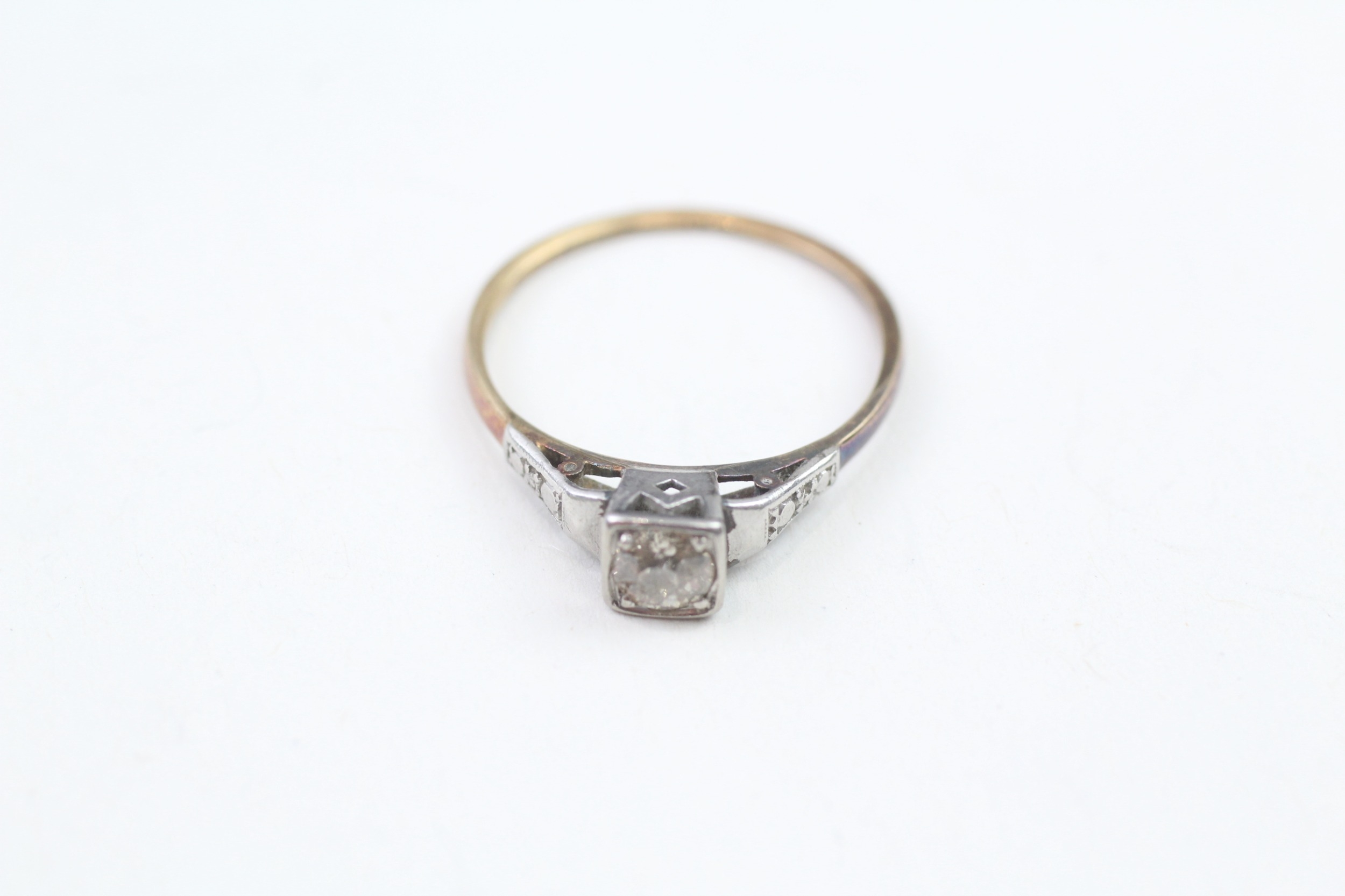 9ct gold & platinum old european cut diamond vintage solitaire ring (1.9g)