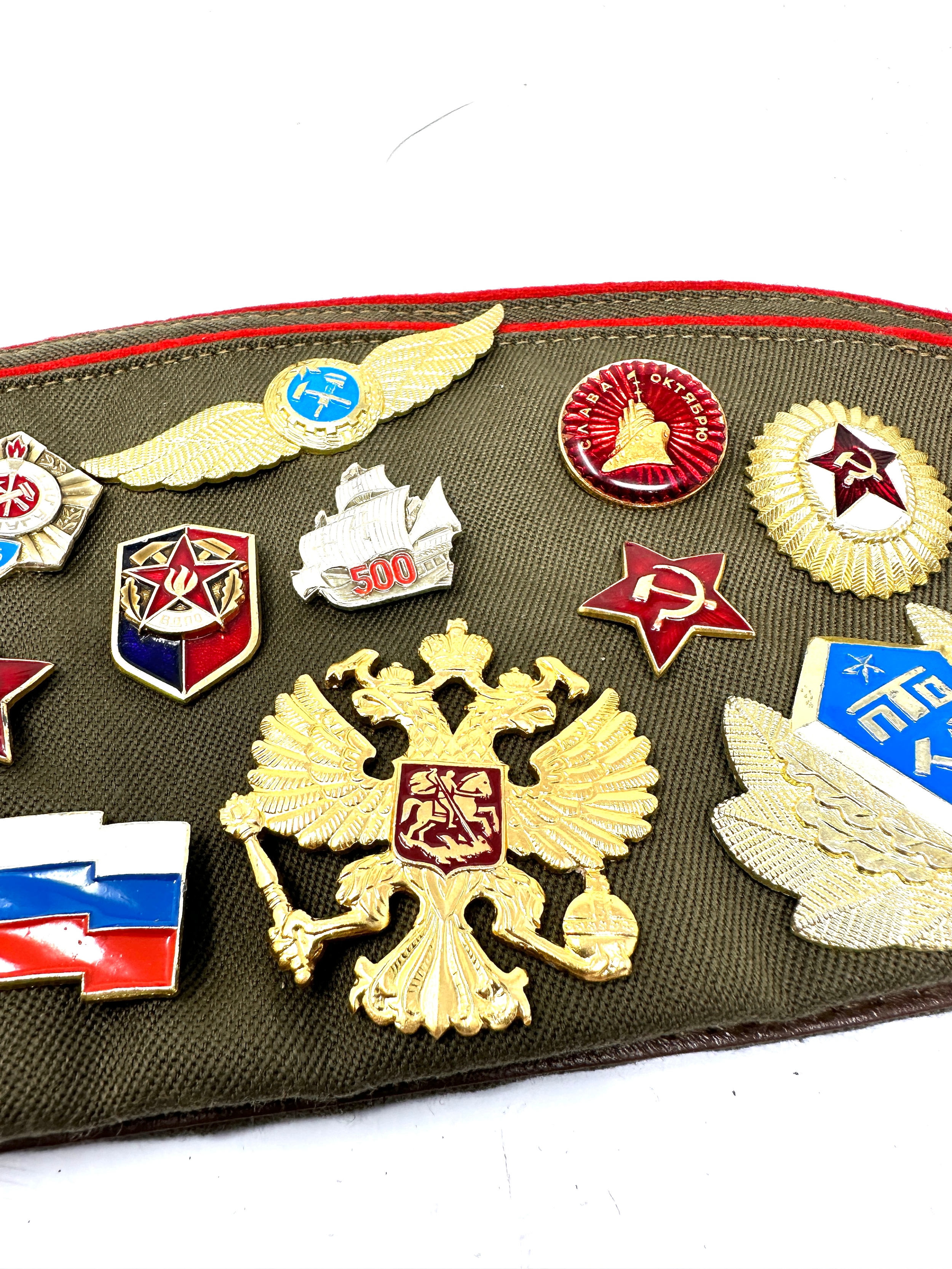 Russian soviet union cap with badges - Image 3 of 6