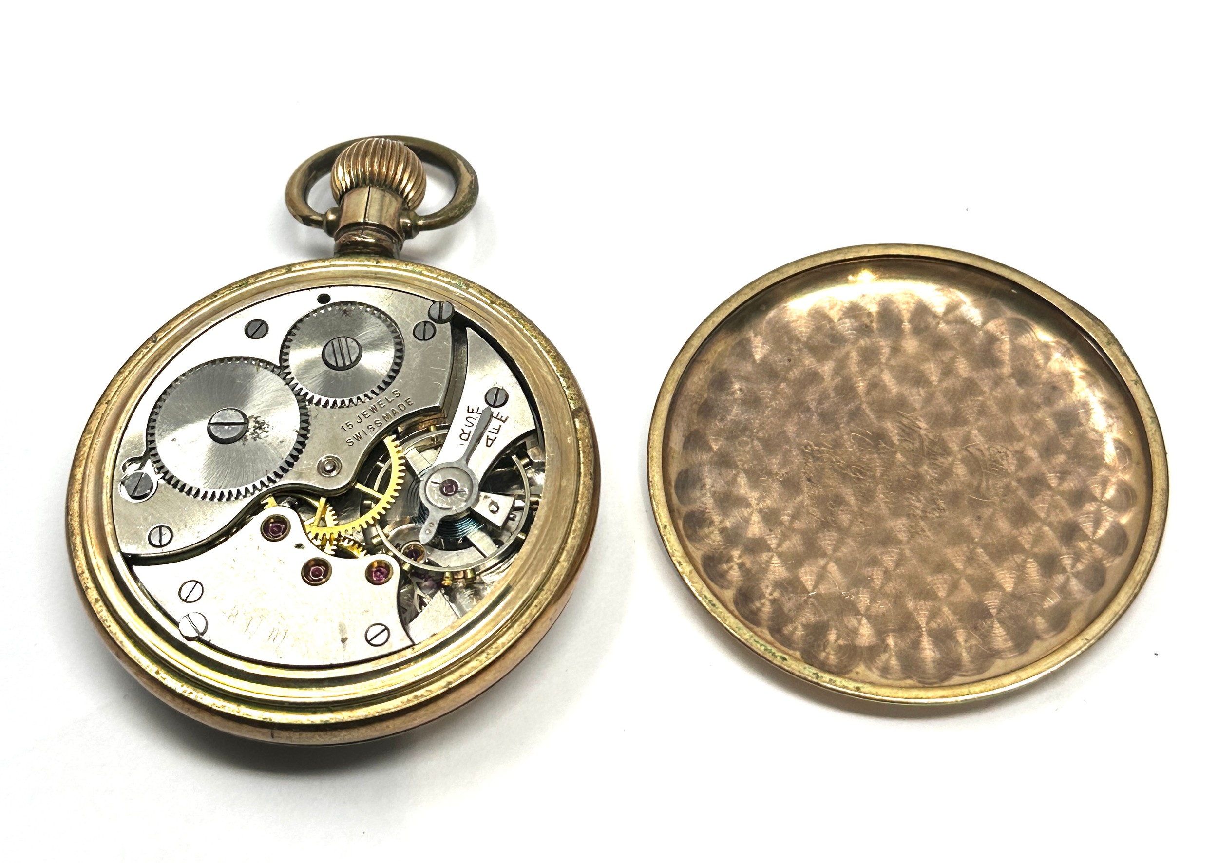 Vintage Gents Rolled Gold Open Face Pocket Watch Hand-wind Working - Image 3 of 3