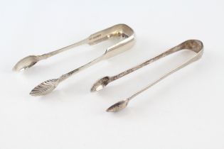 2 x .925 sterling georgian sugar tongs inc scottish