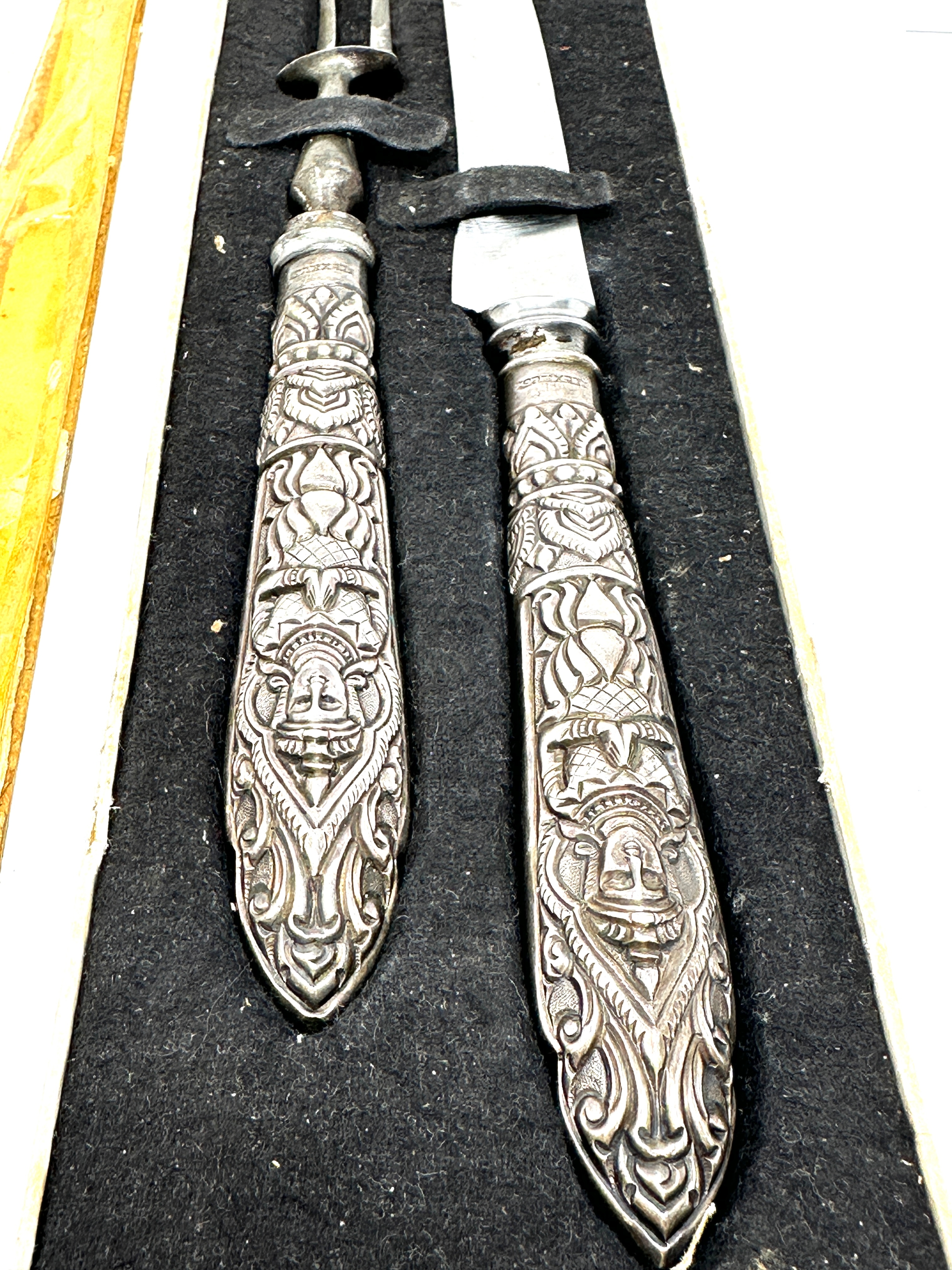 Boxed set of silver handle carving set by alex & co bangkok - Image 3 of 5