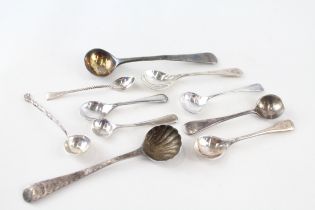 10 x .925 sterling condiment spoons inc georgian