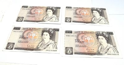 4 old £10 notes G.M Gill