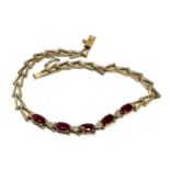 9ct gold ruby & diamond bracelet weight 3.4g