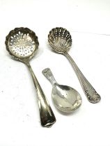 3 x .925 sterling spoons inc georgian, caddy, sifter etc