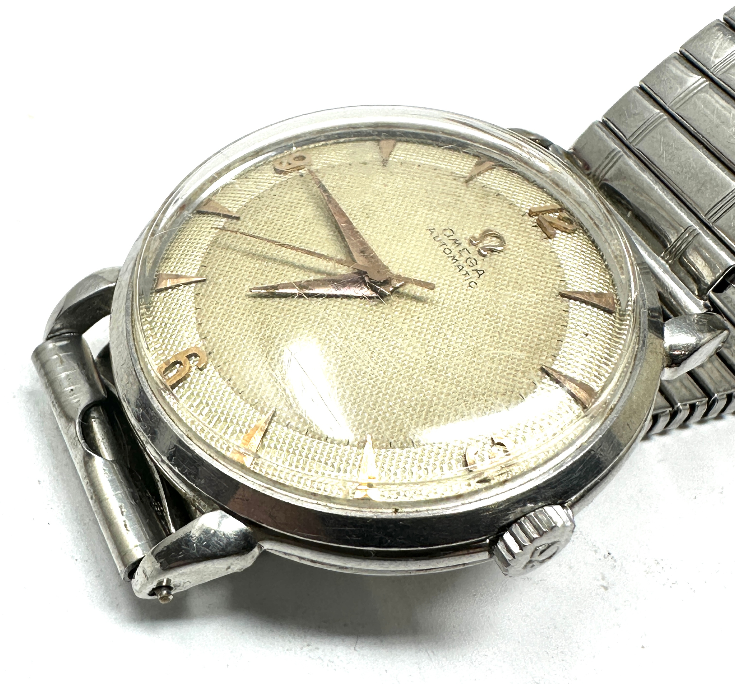 rare vintage Omega automatic honeycomb dial gents wristwatch the watch is ticking