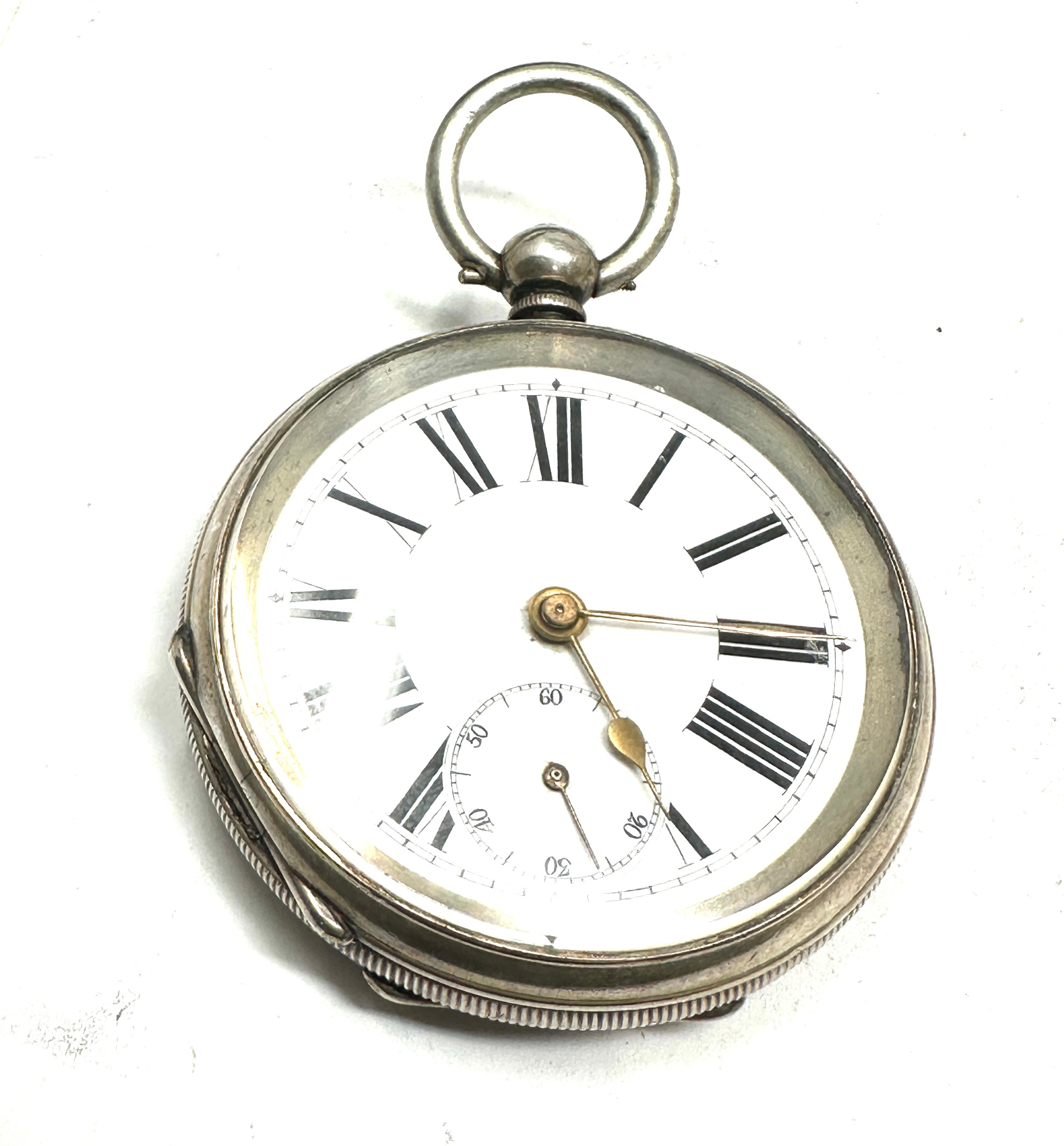 Antique silver open face pocket watch the watch is ticking