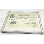 Bank of England april 30 1951 white five pound note framed