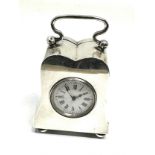 A fine miniature silver carriage or travel birmingham silver hallmarks french movement the clock