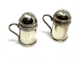 2 x .925 sterling silver pepperettes / miniature salt & pepper cellars