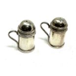 2 x .925 sterling silver pepperettes / miniature salt & pepper cellars