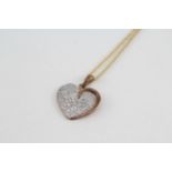 9ct gold pavé set diamond heart-shaped pendant necklace (5.5g)