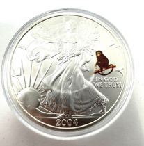 2004 American Eagle Liberty 1 oz Silver Dollar Coin Monkey Privy