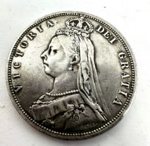 1887 victorian silver half crown high grade as shown