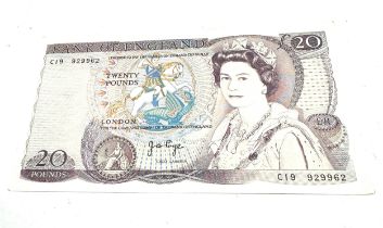 J B Page £20 Twenty Pounds Note, Queen Elizabeth II. hi grade Condition: C19