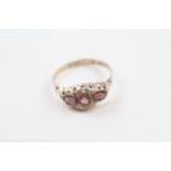 9ct gold purple garnet & old cut diamond antique ring, Hallmarked: Birmingham 1904 (1.3g)