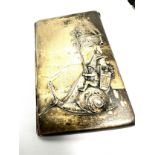 Victorian 1899 continental white metal card case unusual novelty embossed front elf riding a snail