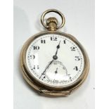 Vintage Gents Rolled Gold Open Face Pocket Watch Hand-wind Working