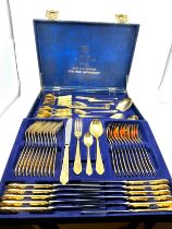 Solingen Cutlery Set 12 person Cutlery Case Fully 23/24 karat Gold plated in original case