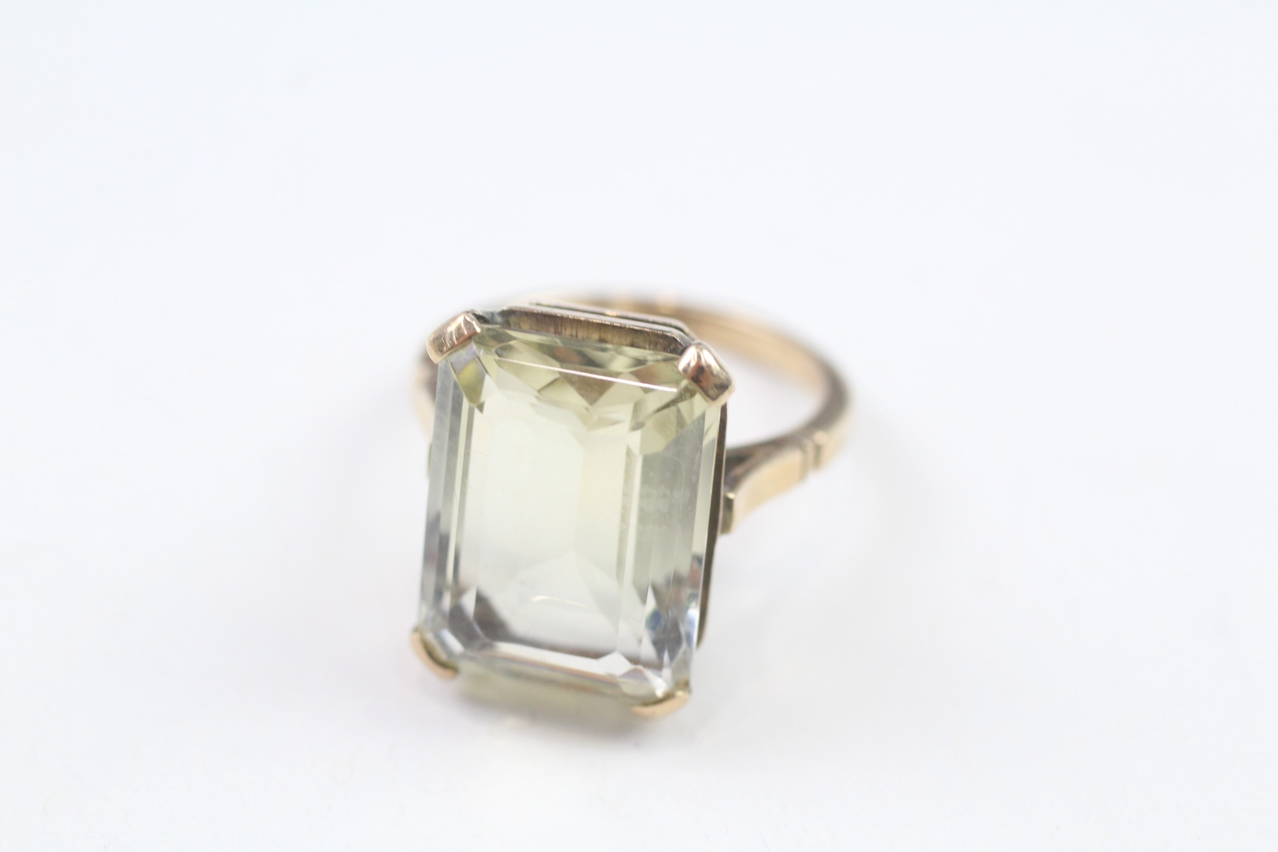 9ct gold vintage emerald cut citrine dress ring (5.8g)