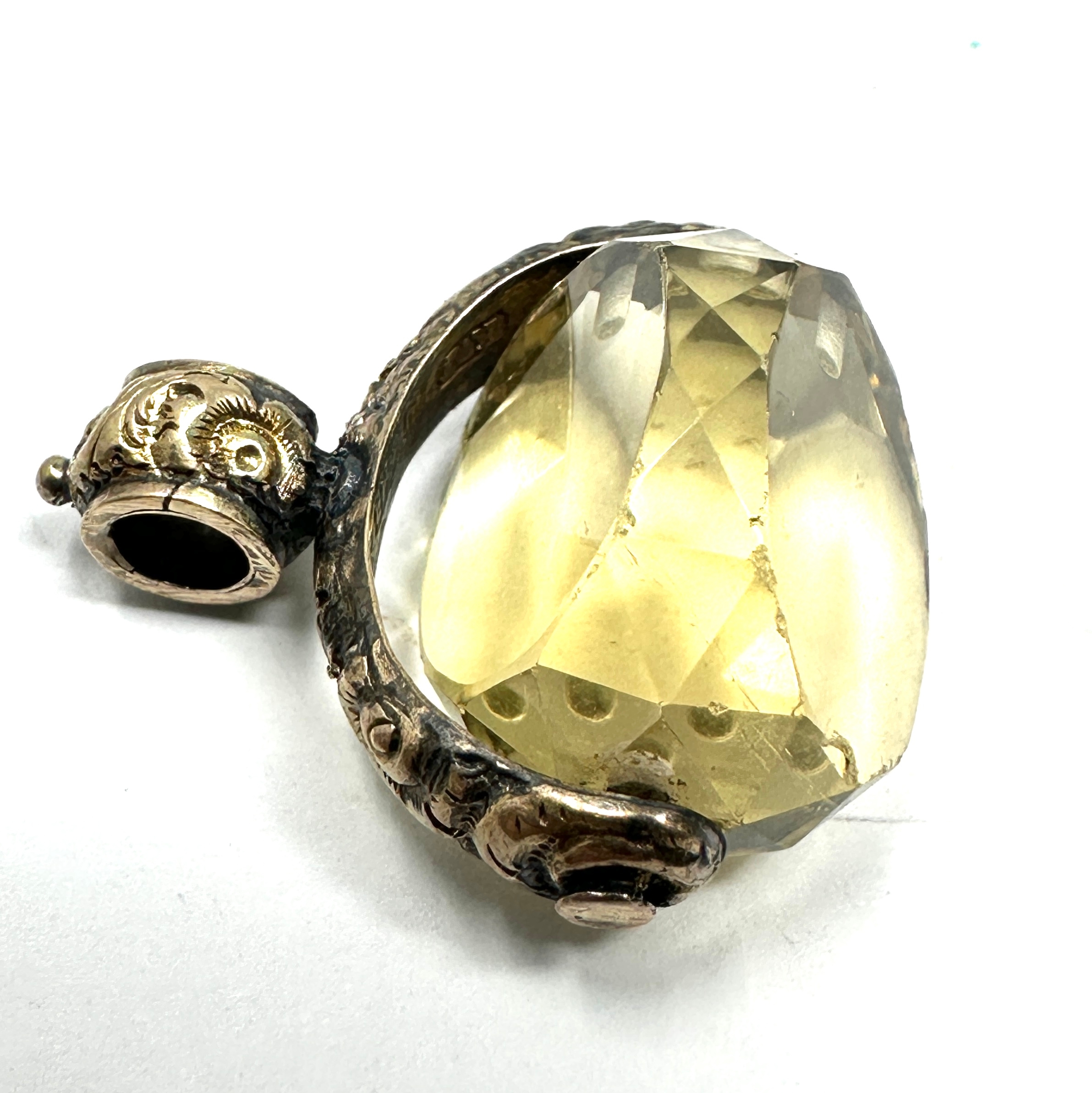 Antique 9ct gold citrine swivel fob weigty 6.30 - Image 3 of 3
