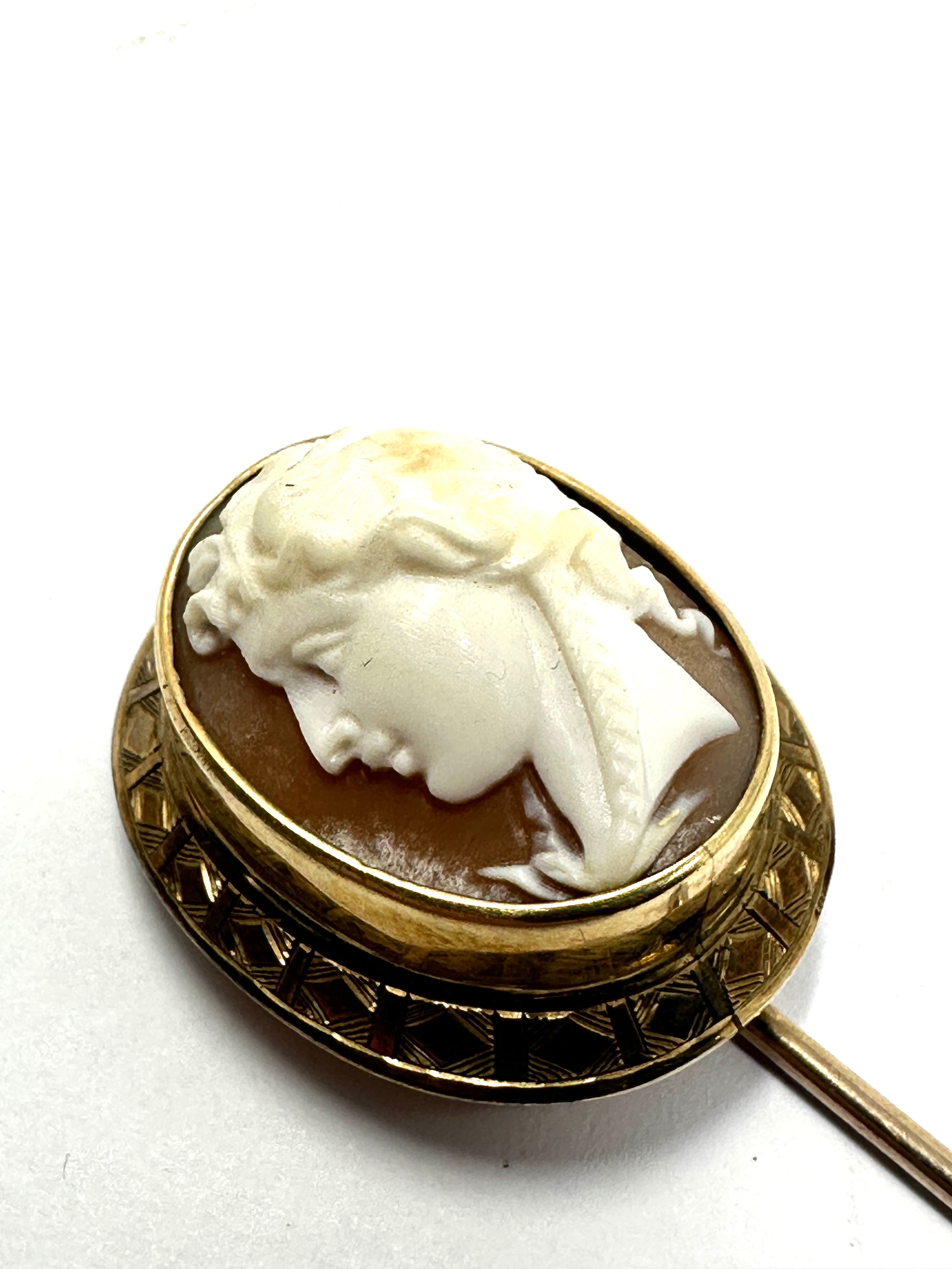 Antique 9ct gold cameo stick pin weight 5.5g - Bild 2 aus 3